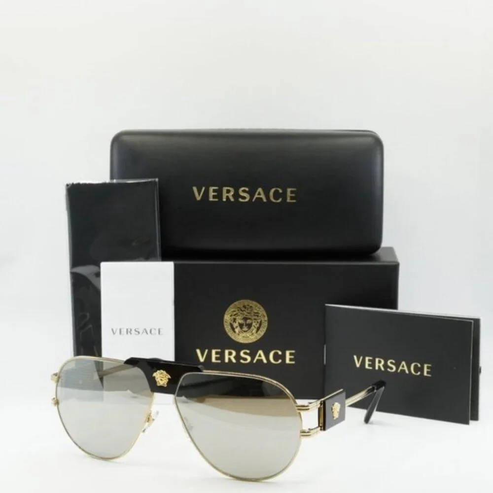 NEW VERSACE GOLD MIRROR SUNGLASSES
